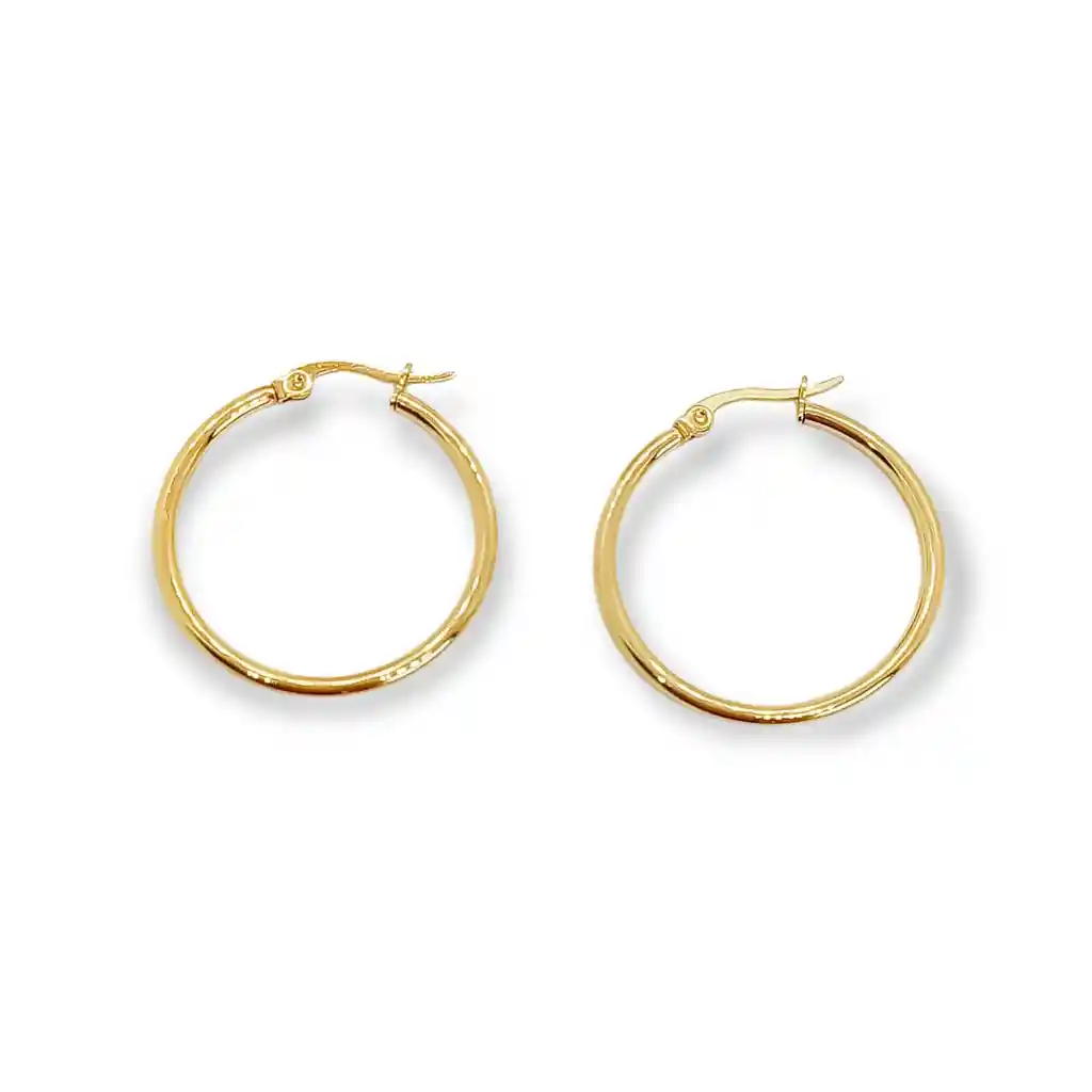 Argollas Hoop 25mm Chapadas En Oro 18k