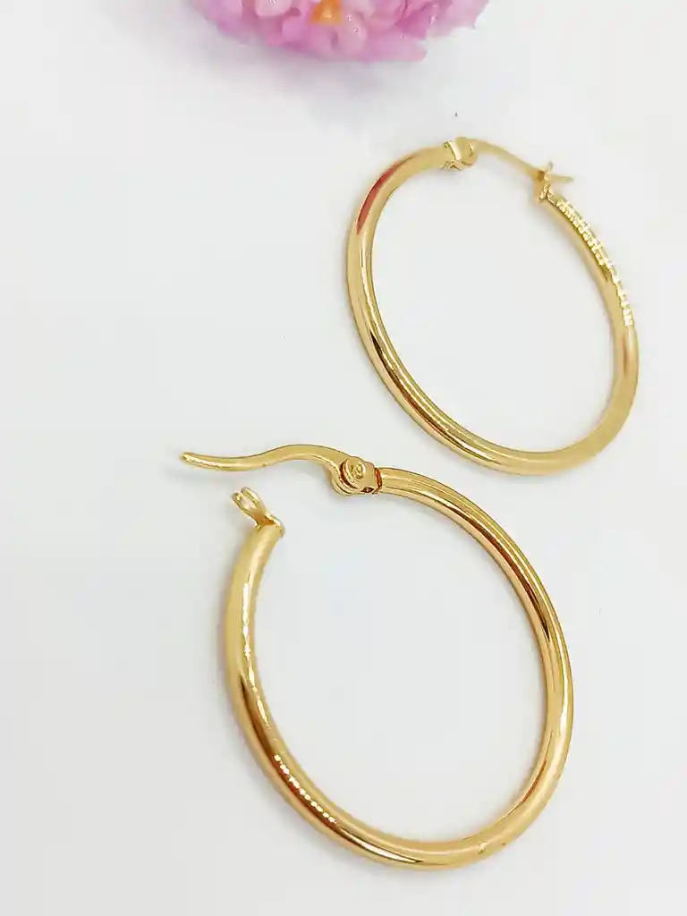 Argollas Hoop 25mm Chapadas En Oro 18k