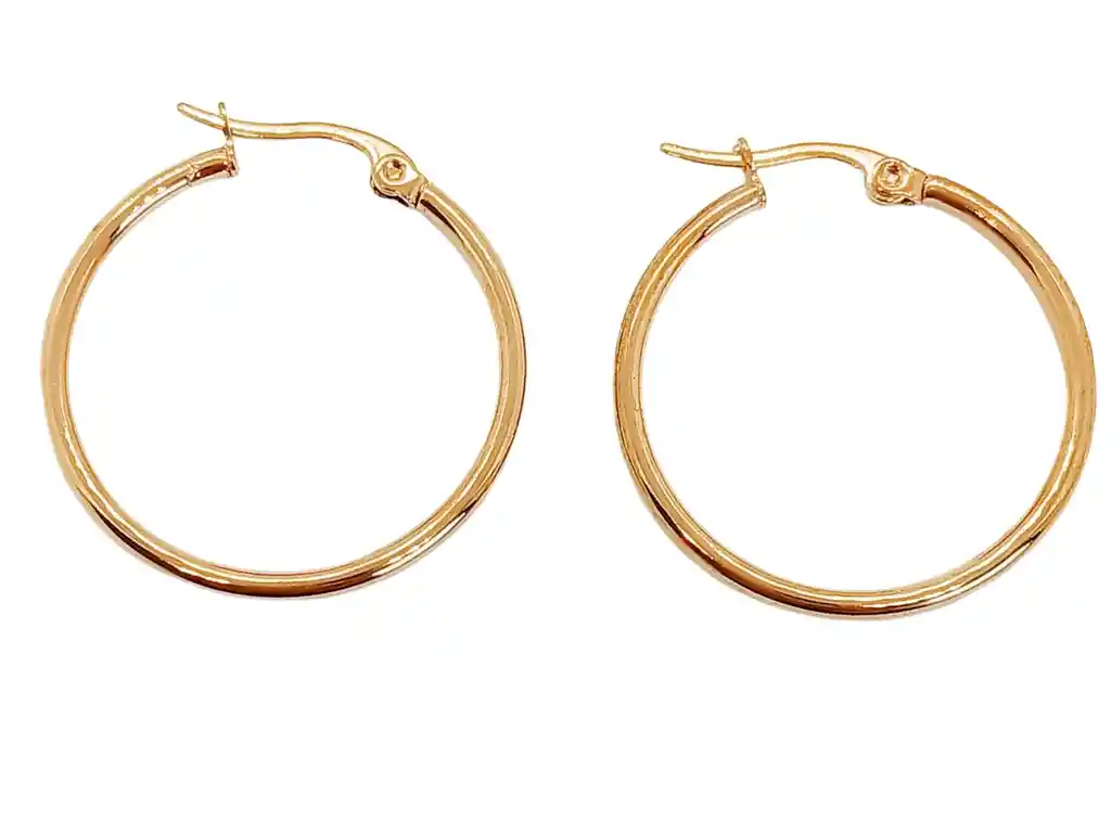 Argollas Hoop 25mm Chapado En Oro Rosa 18k