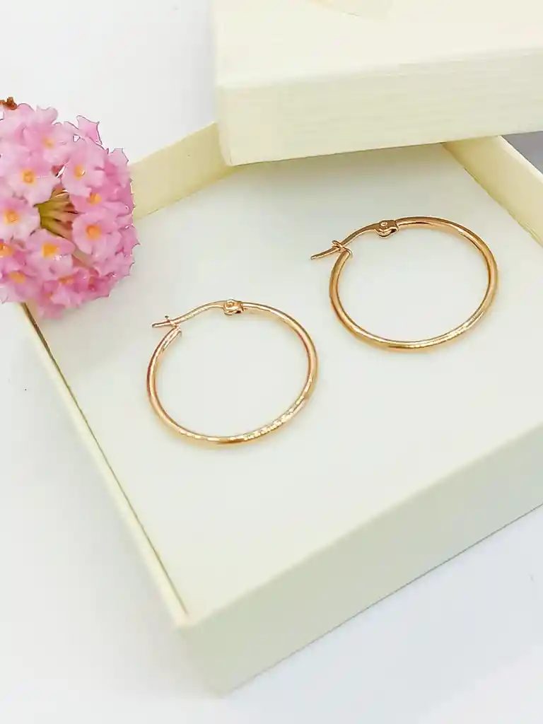 Argollas Hoop 25mm Chapado En Oro Rosa 18k