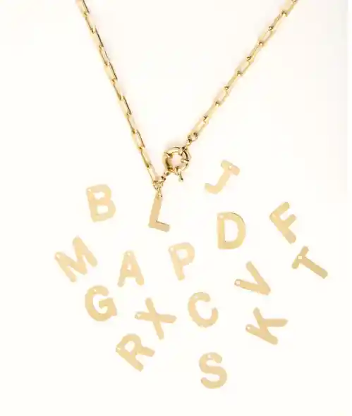 Collar Oro Mujer Para Regalo Inicial 45cm Letra K - Cantarina Joyas