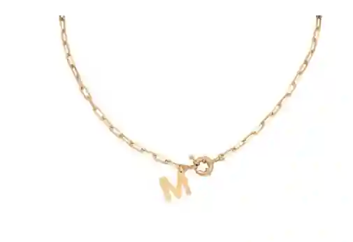 Collar Oro Mujer Para Regalo Inicial 40cm Letra M - Cantarina Joyas