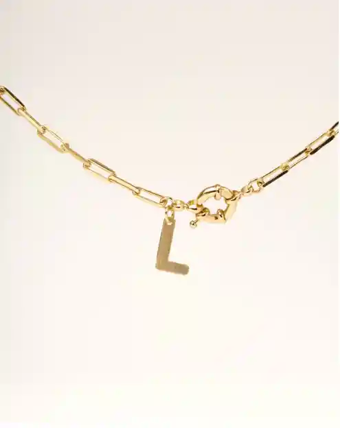 Collar Oro Mujer Para Regalo Inicial 40cm Letra L - Cantarina Joyas