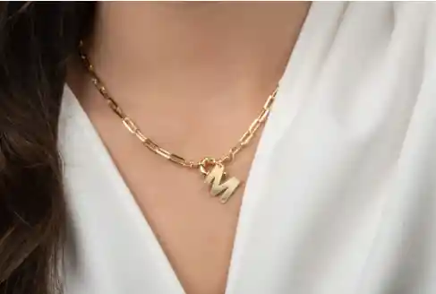 Collar Oro Mujer Para Regalo Inicial 40cm Letra C - Cantarina Joyas
