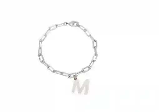 Pulsera Plata Mujer Para Regalo Inicial Letra M - Cantarina Joyas