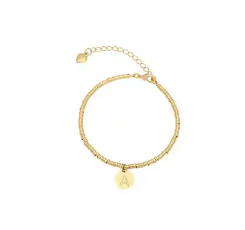 Pulsera Oro Mujer Regalo Inicial Grabada Letra V - Cantarina Joyas