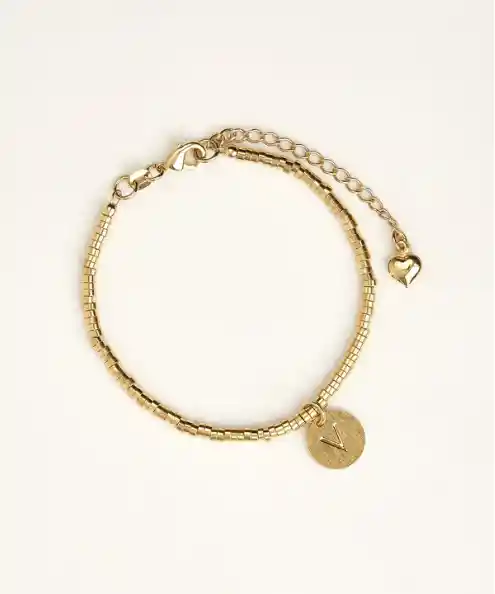 Pulsera Oro Mujer Regalo Inicial Grabada Letra T - Cantarina Joyas