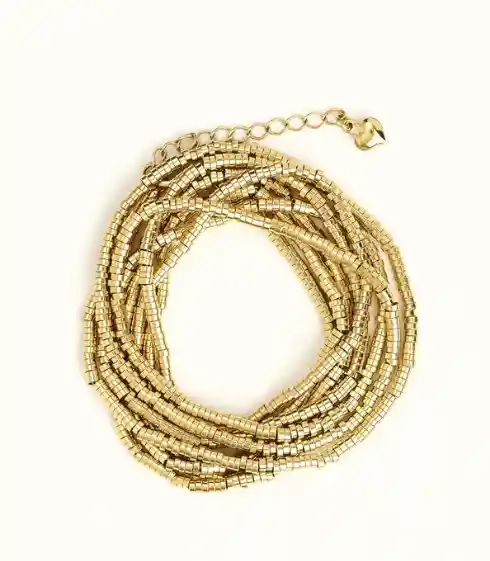 Pulsera Oro Mujer Para Regalo Mostacilla 1,20 Mtrs - Cantarina Joyas