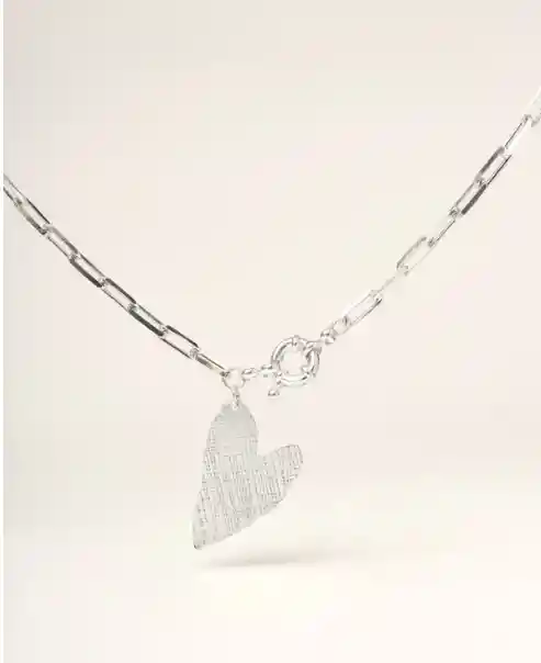 Collar Plata Mujer Para Regalo Corazón Simo50cm - Cantarina Joyas