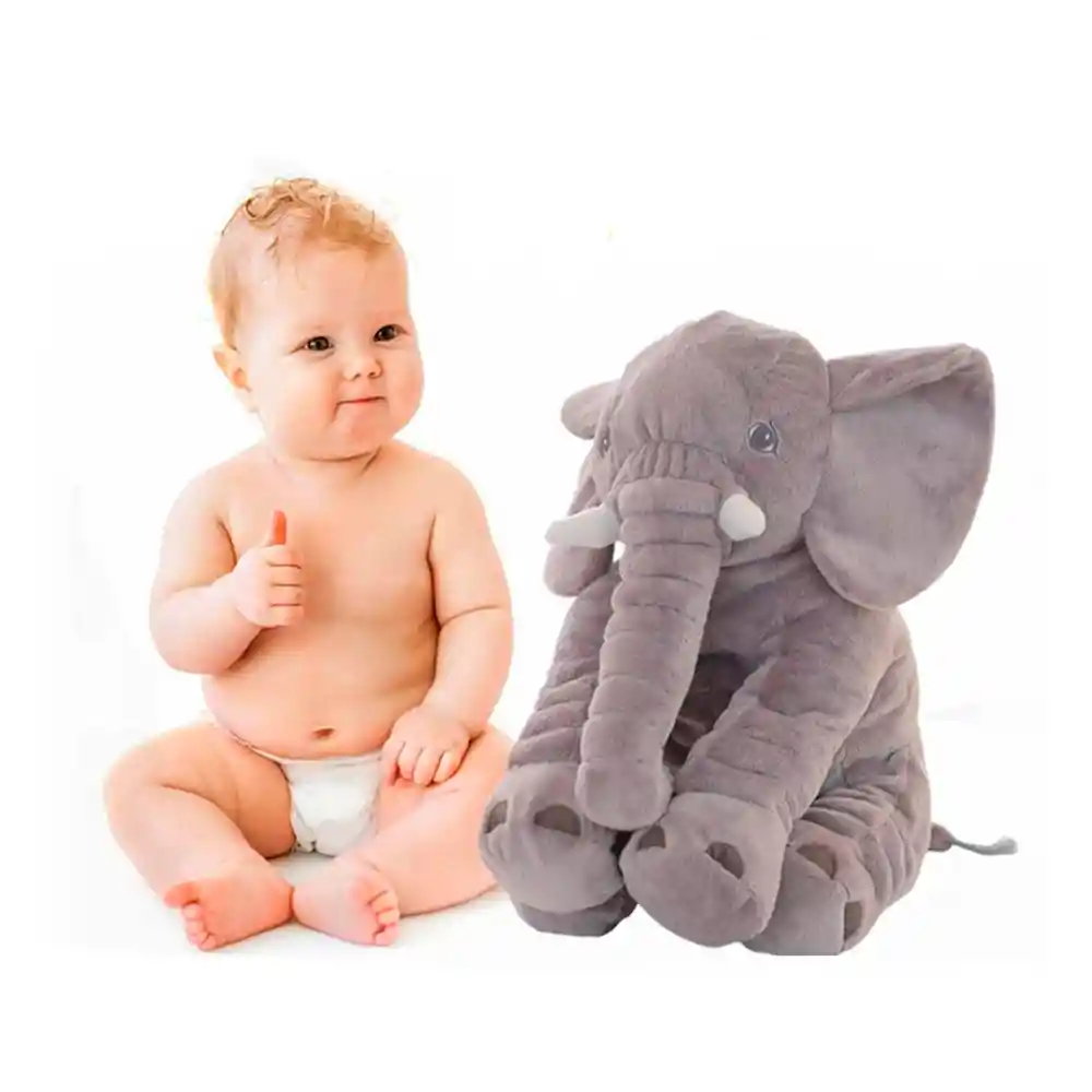 Almohada Peluche Apego Elefante Felpa Cojín Para Niños Bebe (gris)