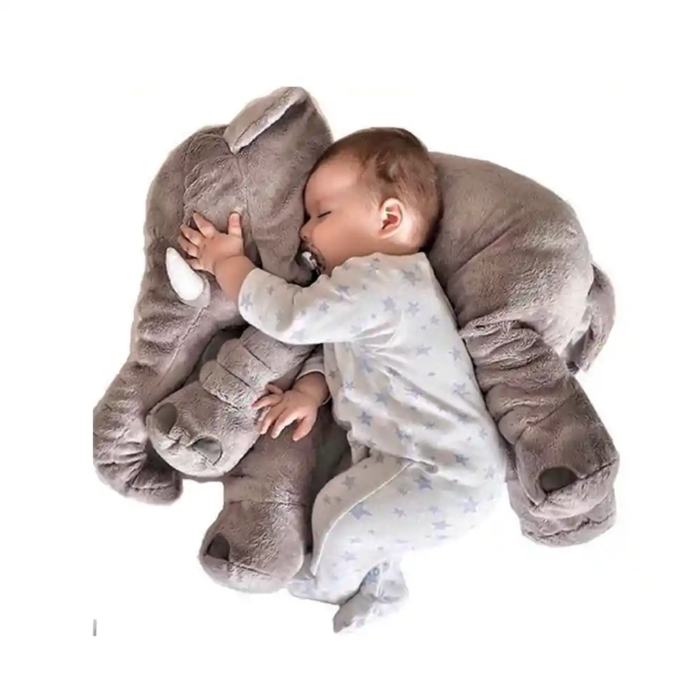 Almohada Peluche Apego Elefante Felpa Cojín Para Niños Bebe (gris)