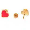 Aros Abridores Presion Corazon Rojo Chapados En Oro 18k Bebe