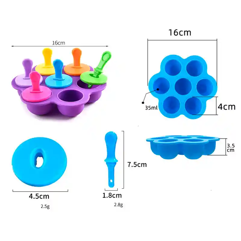 Molde Bandeja De Silicona Helados Paletas Cubo Para Niños
