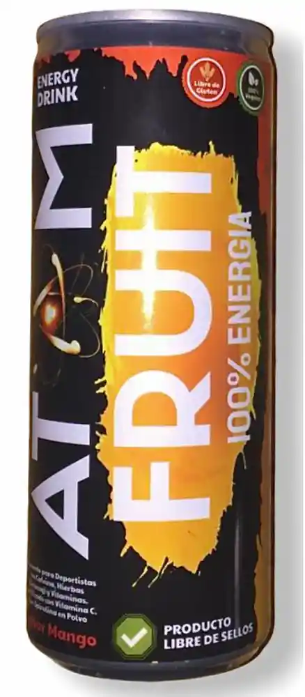 Atom - Bebida Energética Mango (sin Gluten O Azúcar, Vegano) 250 Ml