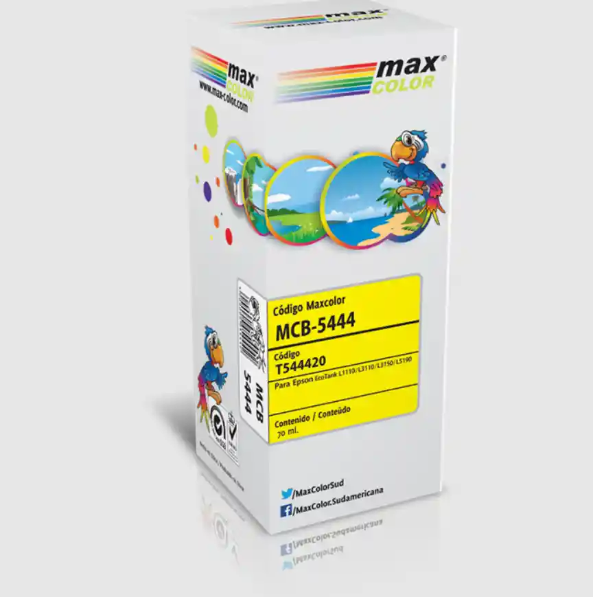 Botella Tinta De Impresora Maxcolor Mcb-5444 Para Epson Cont. 70ml Amarillo