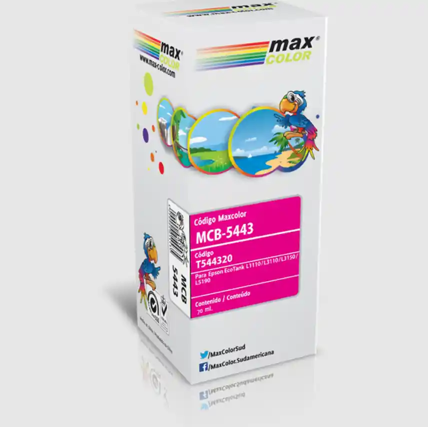 Botella Tinta De Impresora Maxcolor Mcb-5443 Para Epson 70ml. Magenta