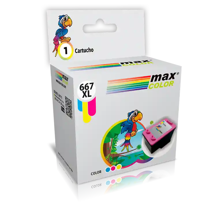 Tinta Maxcolor Hp 667 Mci-667c-r Azul, Amarillo Y Rosado