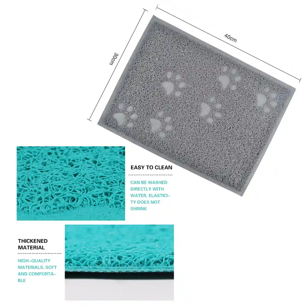 Alfombra Sanitaria Comedero Antideslizant Mascota Perro Gato Turquesa