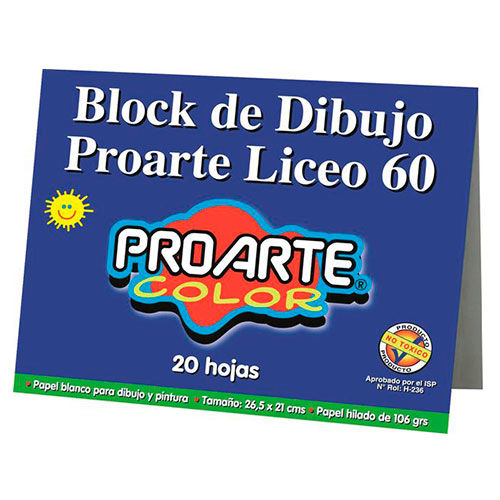 Block De Dibujo Proarte Liceo 60 20 Hojas Display Proarte 1un