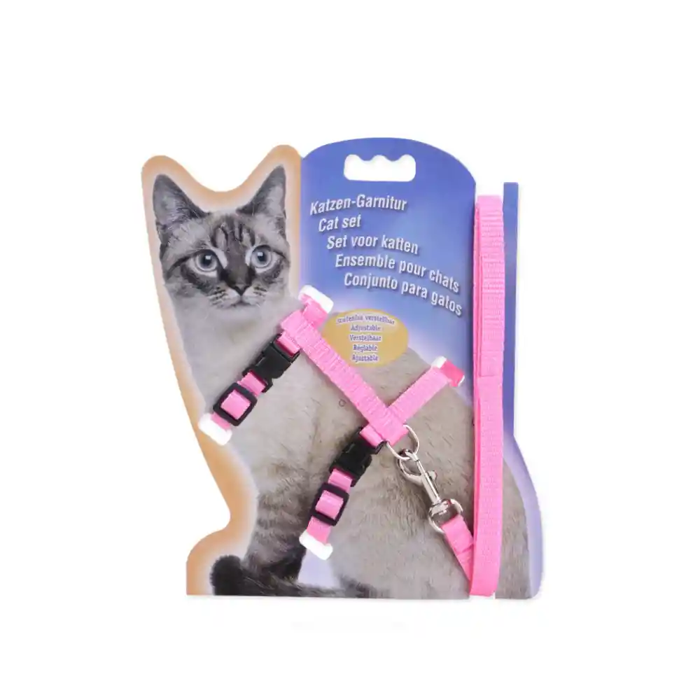 Arnes Pechera Ajustable Gatos De Nailon Talla S (rosa)