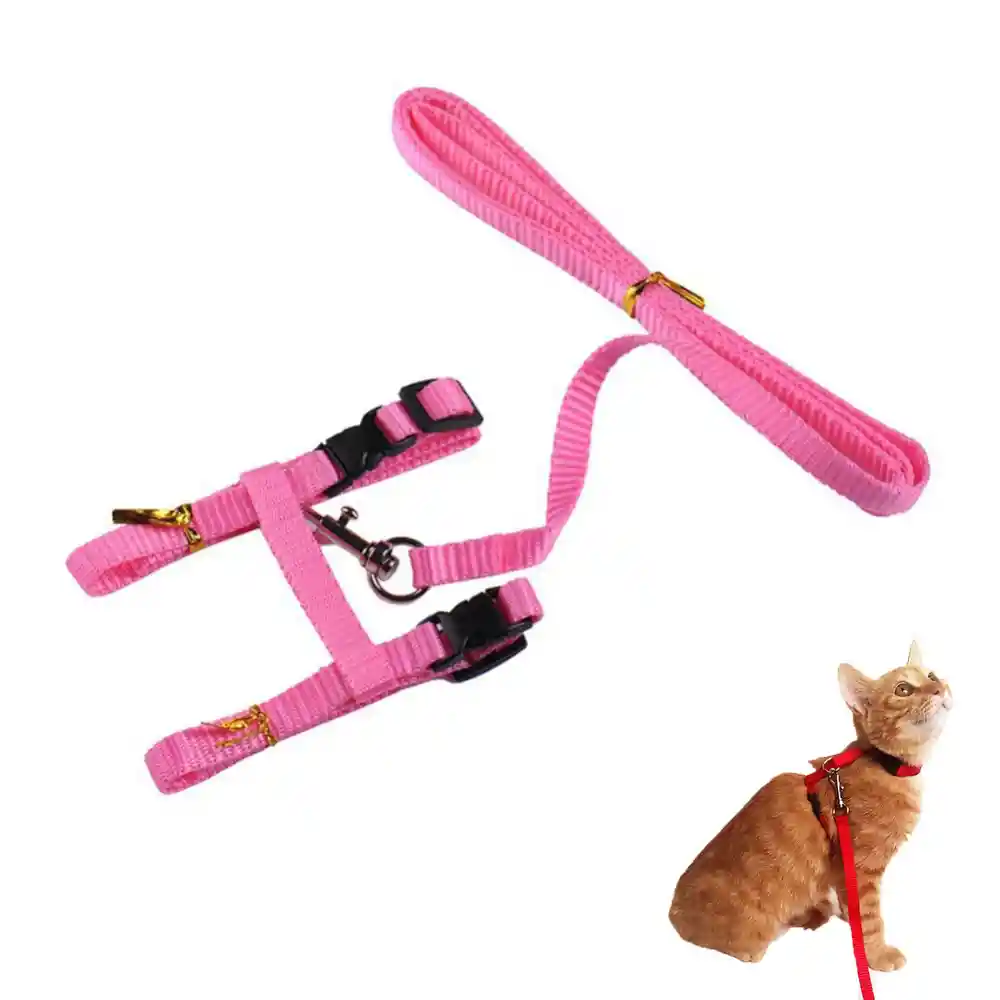 Arnes Pechera Ajustable Gatos De Nailon Talla S (rosa)