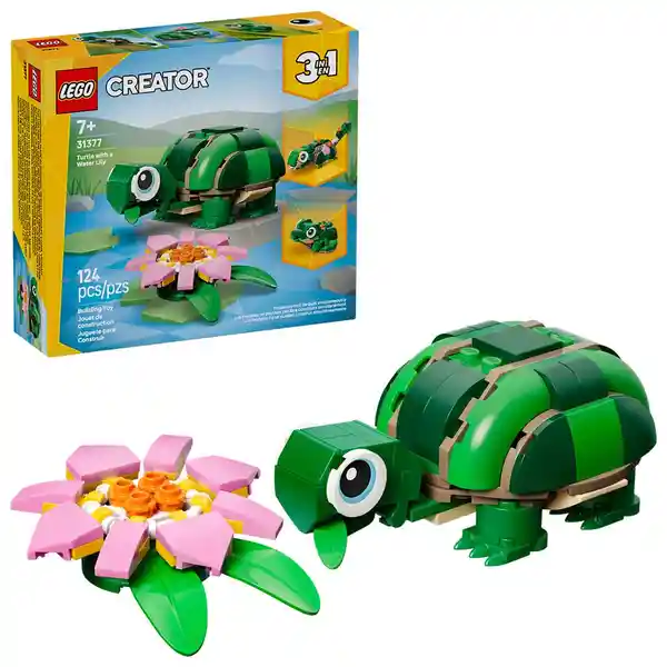 Lego Set de Construcción Tortuga Con Flor de Nenúfar 31377