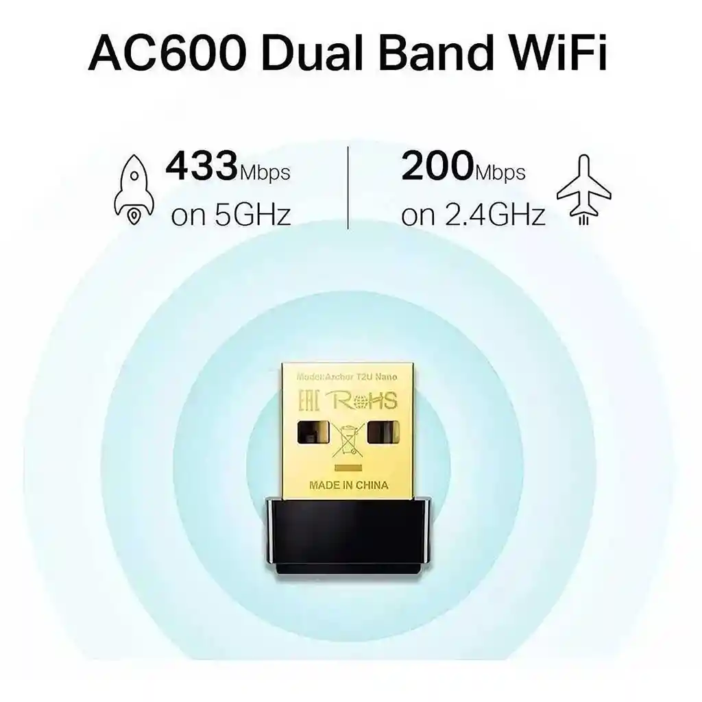 Adaptador Wifi Usb Dual Band Ac600 Tp-link Archer T2u Nano