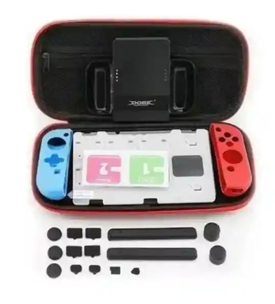 Kit Protector Nintendo Switch Bolso Lámina Grip Case Joy 7 En 1