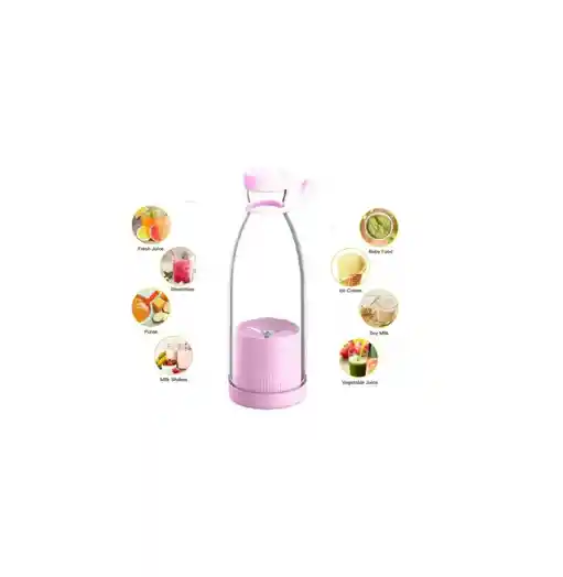 Botella Batidora Juguera Personal Gym Oficina Portable Rosado