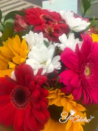Ramo Mixto Multicolor De Gerberas, Girasoles, Pompones Y Alstroemelias