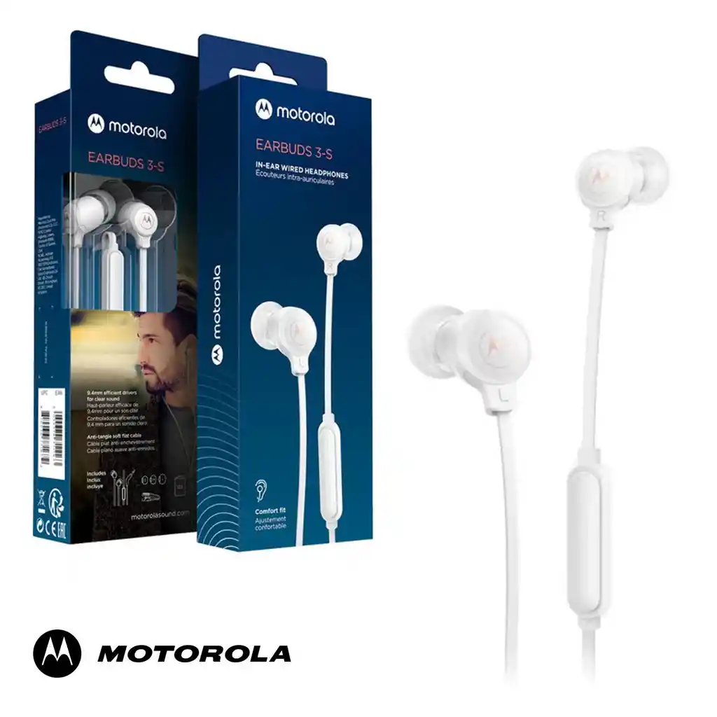 Audifonos Motorola Alambrico In Ear Earbuds 3-s Manos Libres Blanco