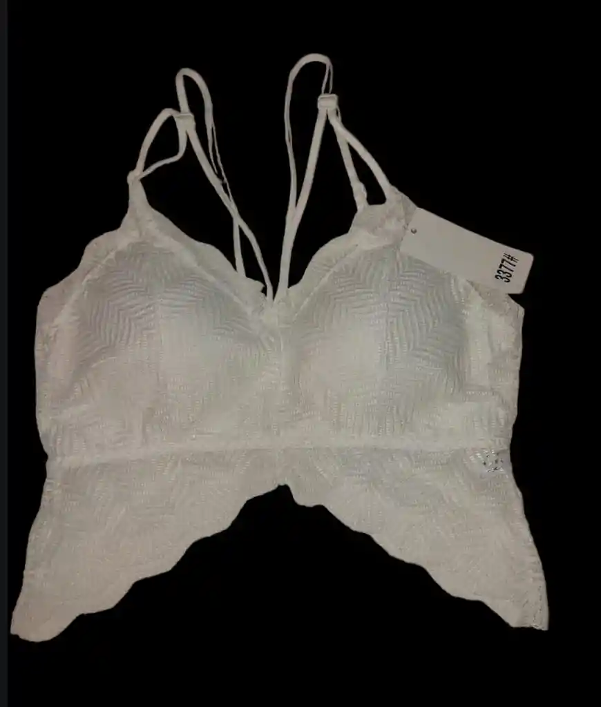 Bralette Con Encaje Color Blanco Talla Estandar