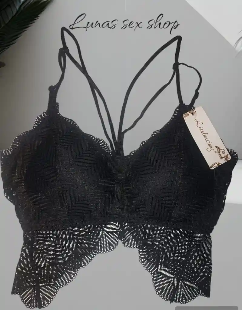 Bralette Con Encaje Color Negro Talla Estandar