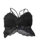 Bralette Con Encaje Color Negro Talla Estandar