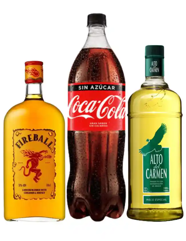 Fireball / Alto Del Carmen 1l / Coca Cola Zero 1,5