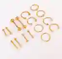 Pack 16 Piercing Tragus Septum Nostril Chapado En Oro 18k