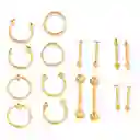 Pack 16 Piercing Tragus Septum Nostril Chapado En Oro 18k