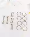 Pack 16 Piercing Plateado Set Tragus Septum Industrial Nostril Helix