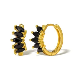 Aros Argollas Hipoalergénico Dorado Con Circones Negros