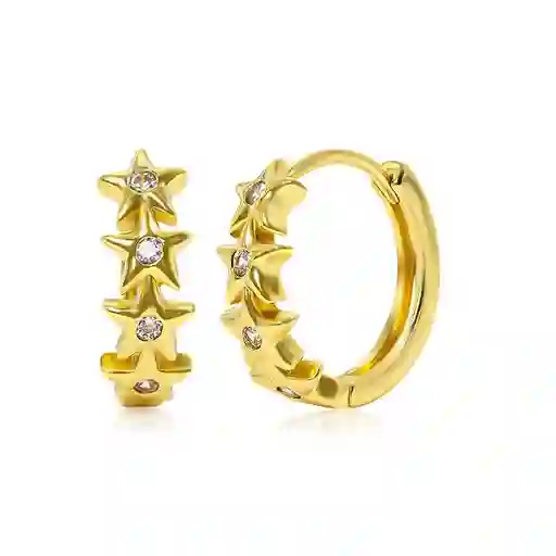 Aros Argollas Hipoalergénico Dorado Con Estrella