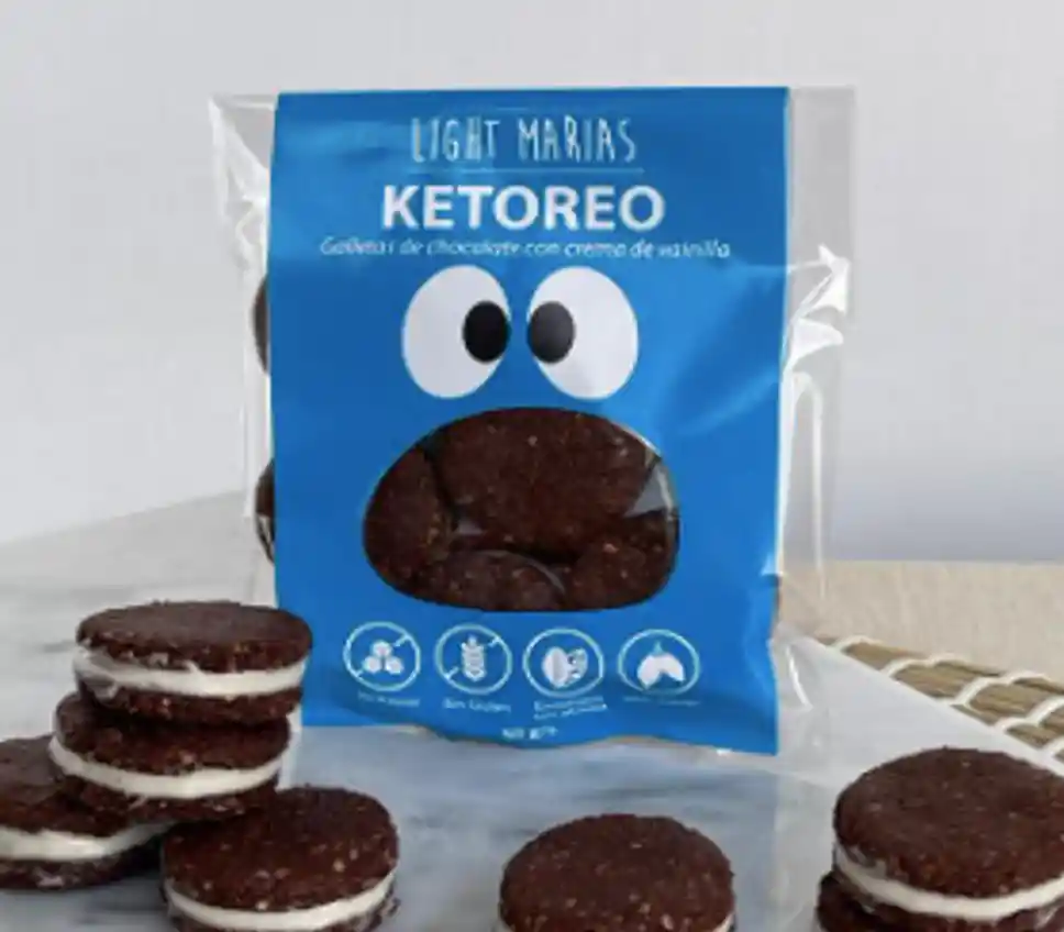 Ketoreo Mini Galletas Keto Chocolate Con Crema Vainilla Light Marias 50g