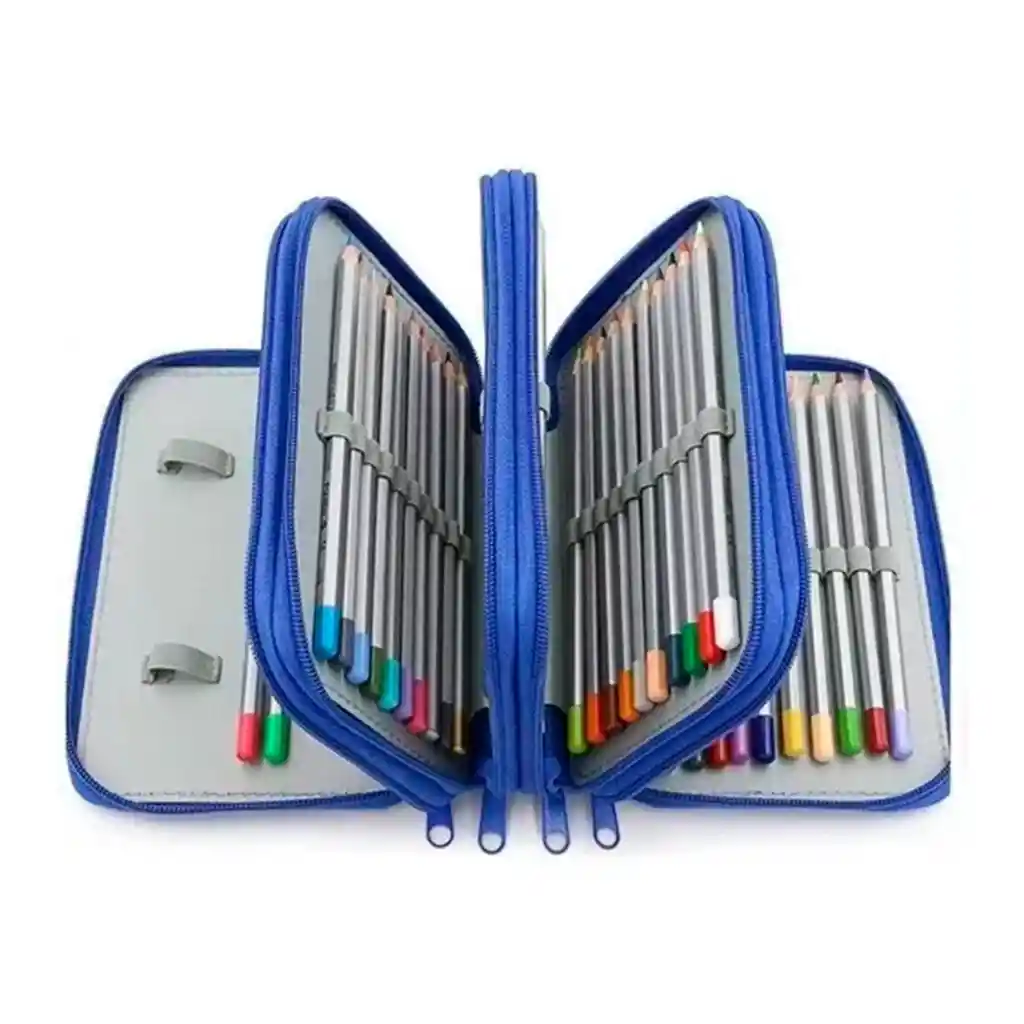 Estuche Organizador Para 72 Lapices De 4 Capas Azul