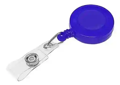 Pack 10 Clip Retractil Plastico Para Credencial Azul Hand