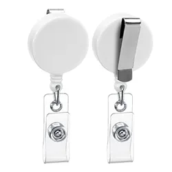 Pack 10 Clip Retractil Plastico Para Credencial Blanco Hand