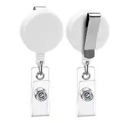 Pack 10 Clip Retractil Plastico Para Credencial Blanco Hand