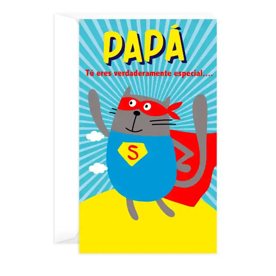 Tarjeta Día Del Padre "super Cat"