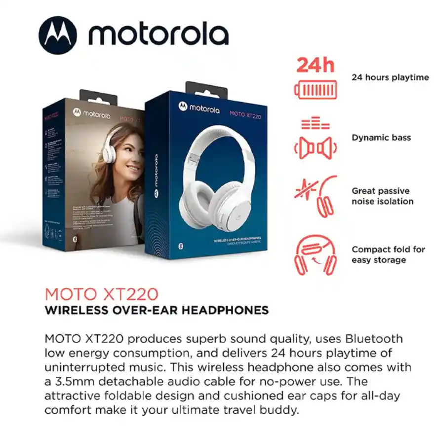 Audifonos Motorola Xt220 Over Ear Bluetooth
