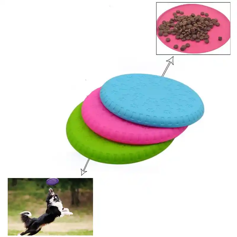 Disco Volador Frisbee Juguetes Silicona Para Perros Mascota (azul)