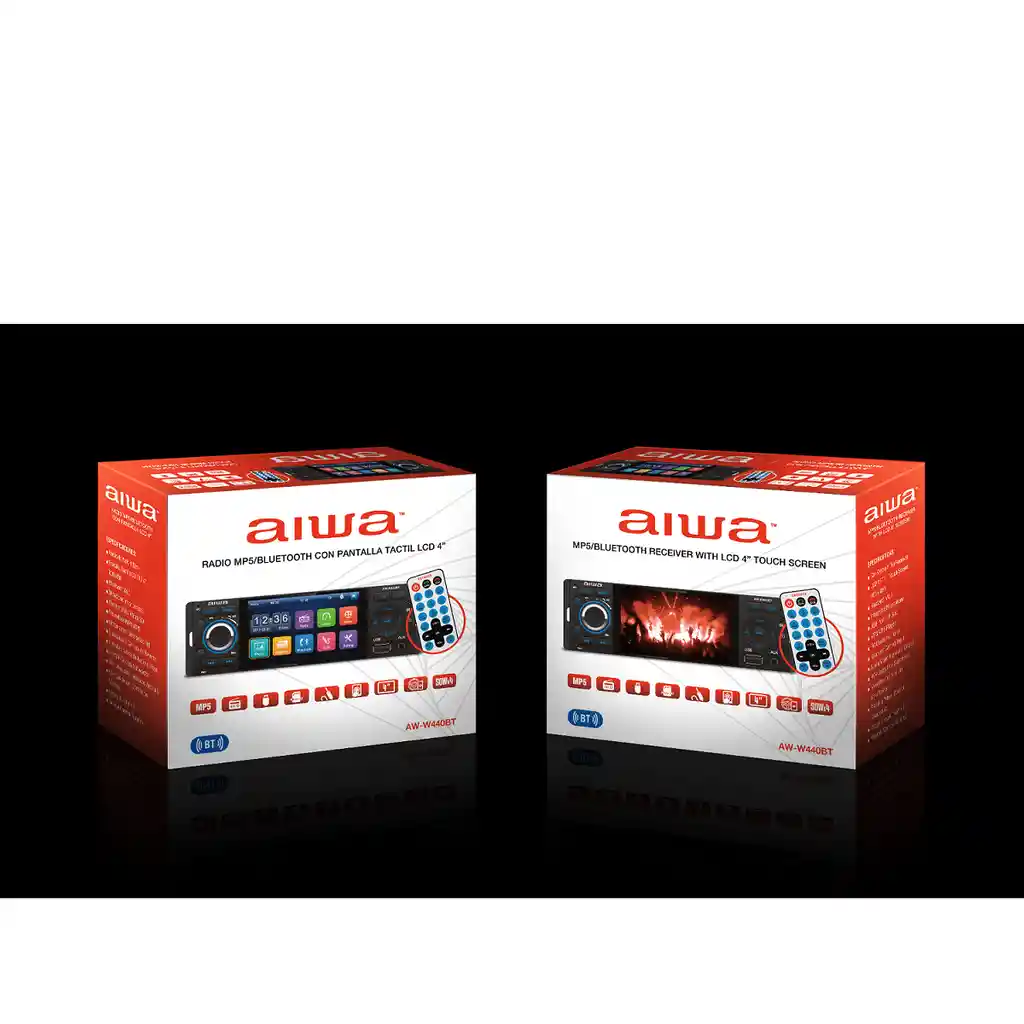 Radio Auto Aiwa Aw-w440 1 Din Con Pantalla Tactil De 4''