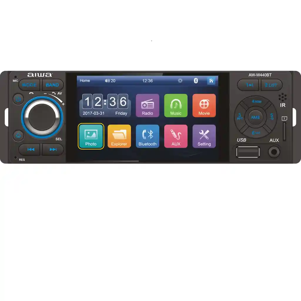 Radio Auto Aiwa Aw-w440 1 Din Con Pantalla Tactil De 4''